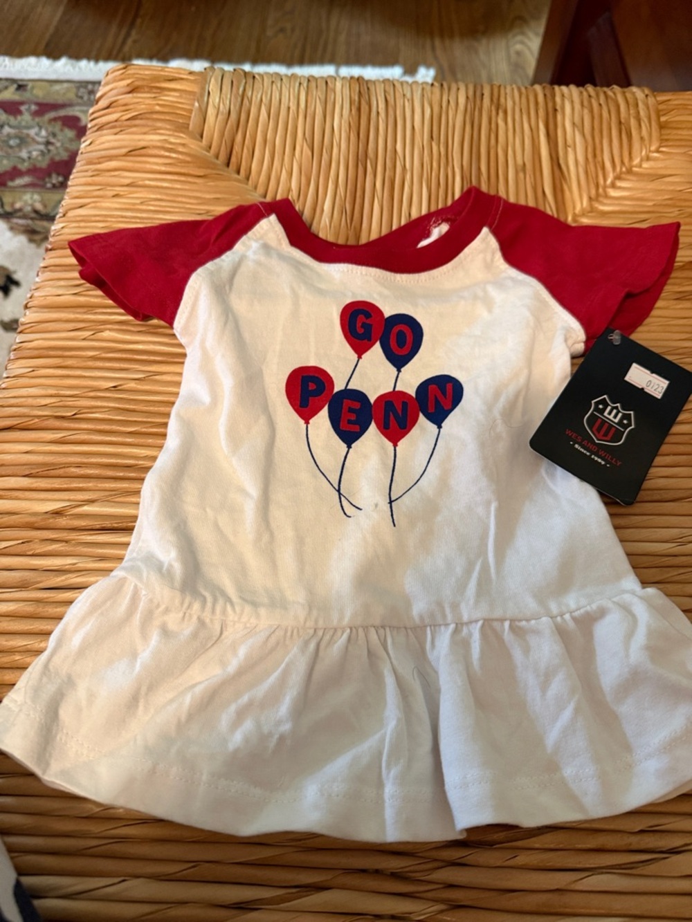 Kids' White & Red 'Go Penn' Balloon Ruffle Dress